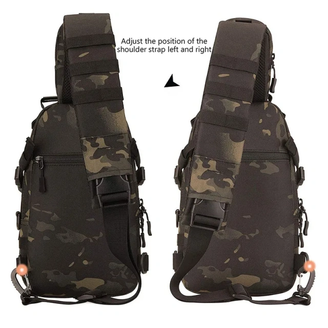 Camouflage Tactical Shoulder Bag Hiking Messenger Backpack Nylon Outdoor Hunting Trekking Chest Sling Bag  Practical Military Backpack for Men and Women Military Training Tactical Military Training Pack Bag Large Rucksack