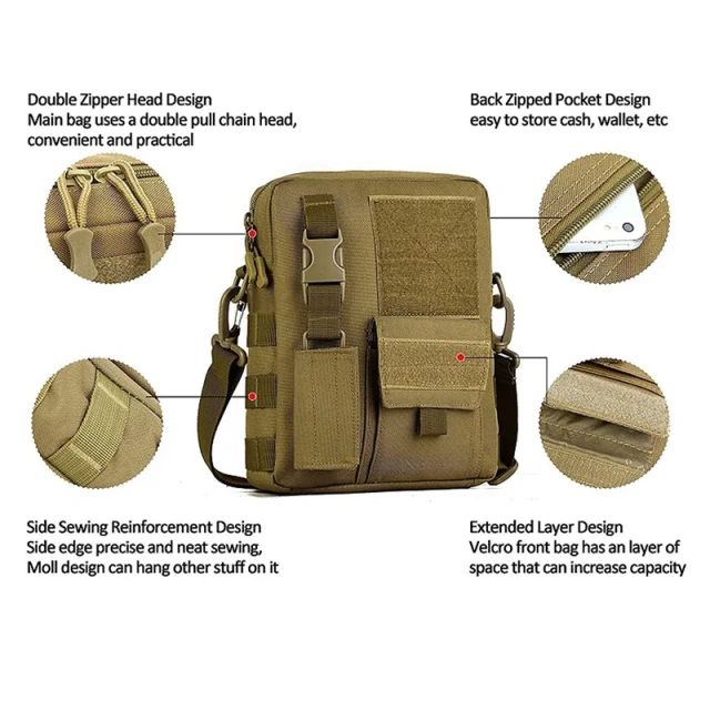 Factory Direct Sales Small Tactical Bag Casual Canvas Tactical Messenger Bag Good Quality Tactical Shoulder Bag  Practical 40L Military Backpack Three Day Military Backpack For Large Scale Military Training