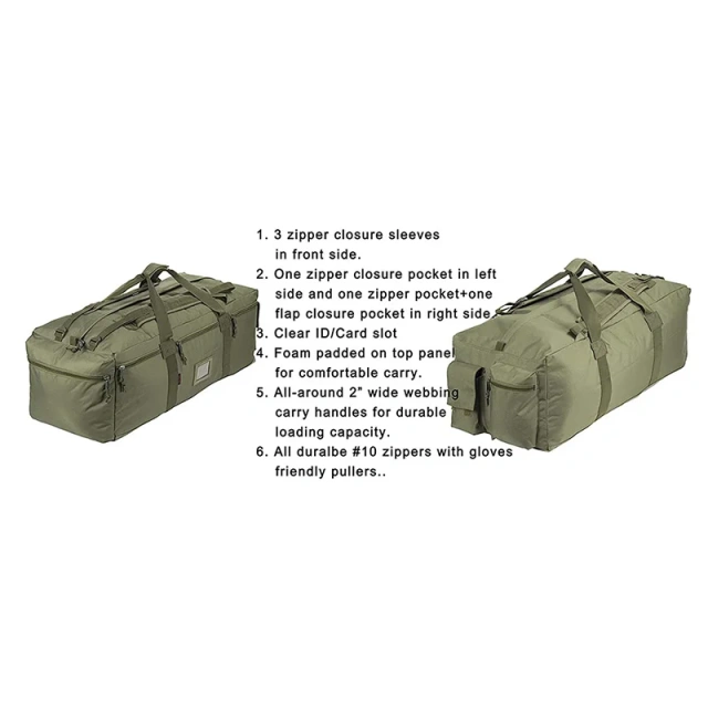 Customized Large Tactical Duffle Bag Travel Sports Equipment Duffel Luggage Backpack Tactical Gear Bag Backpack  Outdoor Military shoulder bag 1000D nylon waterproof sling backpack used for Tactical Military and Military Training travel