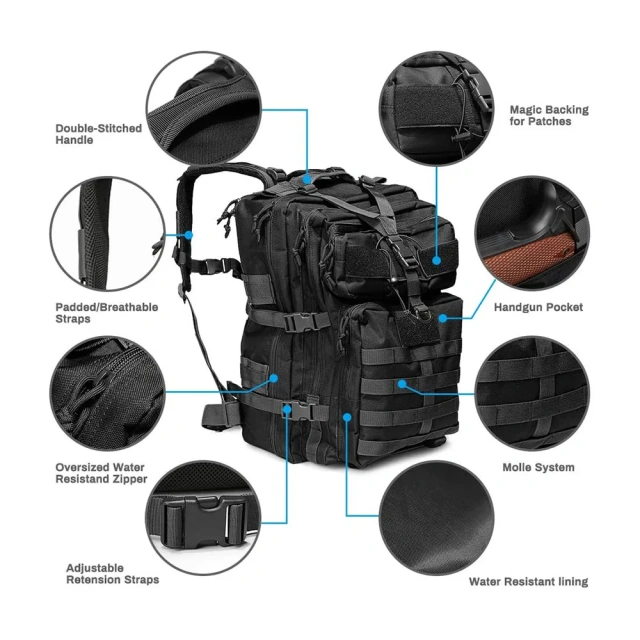 Oleaderbag Assault Utility Backpack Assault Bag Waterproof Assault Bag Travel Hunting Backpack Military Backpack With Removable Partition Practical Military Training Backpack
