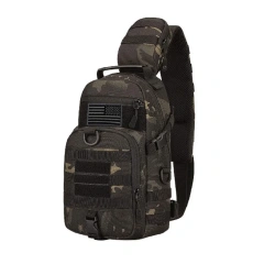 Camouflage Tactical Shoulder Bag Hiking Messenger Backpack Nylon Outdoor Hunting Trekking Chest Sling Bag  Practical Military Backpack for Men and Women Military Training Tactical Military Training Pack Bag Large Rucksack