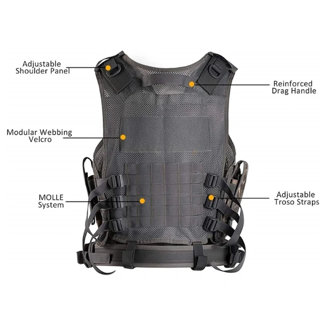 Hot Selling Adjustable Tactical Vest 600D Encryption Polyester Hunting Training Vest Lightweight Assault Vest Assault Sport Vest for Hunting Training outdoors Breathable Outdoor Sports