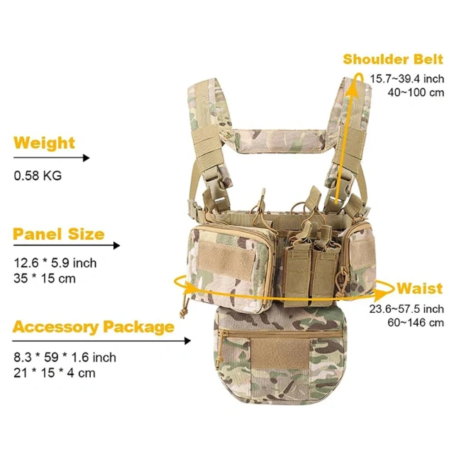 Custom Tactical Chest Rigs Tactical Chest Hanging Vest with Magazine Pouch Camouflage Molle Chest Rigs Customized Men Nylon Tactical Chest Pack Rig with Magazine Pouch Tactical Chest Rig Pouch Tactical MOLLE Chest Rigs