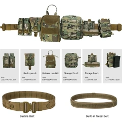 Wholesale Multifunctional Sport Enthusiasts Tactical Belt Fashionable Wear-resistant Duty Belt Quick-Release with Pouches  High Quality Wholesale Full Kit with Pouches and Inner and Outer Belt Included Durable Tactic Multifunctional Waist Belt