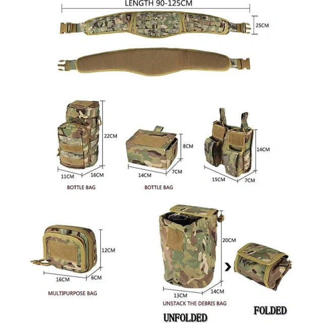 Outdoor Adjustable Camouflage Modular Equipment Tactical Belt Outdoor Comfort Training Molle Duty Belts With Tool Pouches  Adjustable Training Men Nylon Belt Hiking Golf Tactical Durable Ratcheting Casual Jeans Men's Web Adjustable Belt