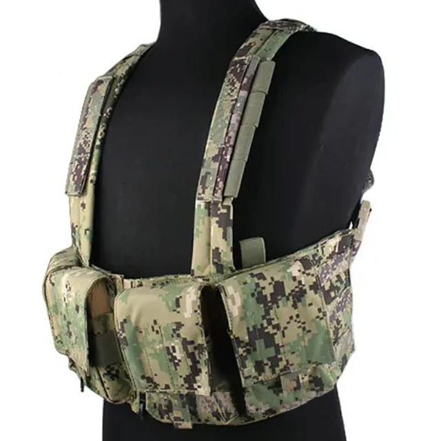 Heavy Duty Camouflage Tactical Chest Vest Rig Hanging Tactical Chest Rig Outdoor Harness Tactical Rig Vest Wholesale Outdoor Tactical Molle Vest Pouch Bag Tactical Camouflage Chest Rig Tactical Vest Molle Chest Rig for Training