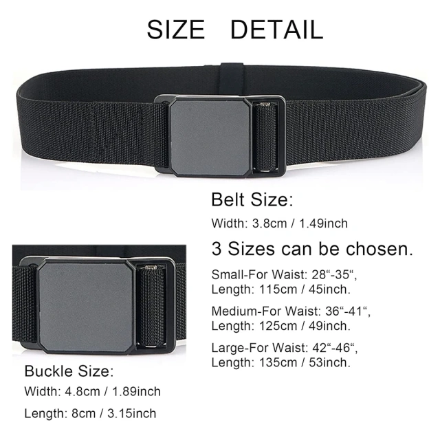 Wear-resistant Tactical Elastic Belts Men Quick Release Magnetic Buckle Stretch Webbing Heavy Duty Work Golf Belt  Wholesale Outdoor High density Material Adjustable Heavy Duty Utility Belt Quick-Release Belt with Pouch tactic Waist Belt
