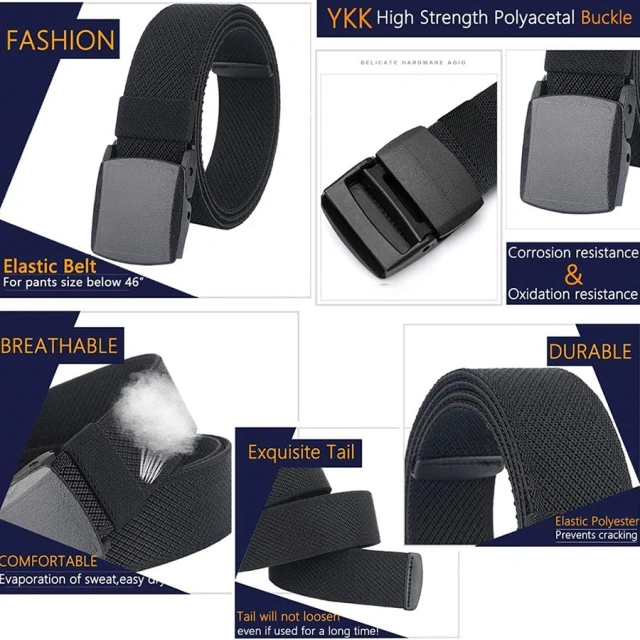 Elastic Belts Stretch Canvas No Metal Plastic Buckle Work Travel Sports Trim Fit Waist Tactical Belt  Wholesale Wear-resistant Ratchet Belt Nylon Web Tactical Belt with Automatic Slide Buckle Adjustable