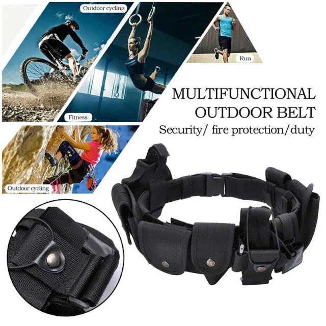Detachable Tactical Belt Set Security Modular Equipment Multi-pockets Hip Pack for Hunting Multifunctional Tactical Nylon Belt  Durable Adjustable Training Wear-resistant Sports Reversible Ratchet Belt Nylon Web Tactical Work Belt