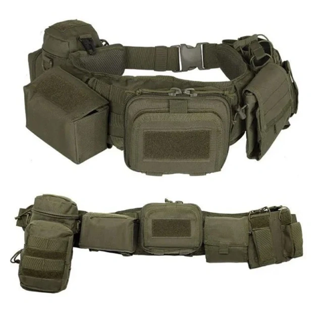 High Quality Premium Breathable Pockets Pouches Gear Hunting Multifunctional Waist Security Tactical Belt Padded Tactical Belts   Adjustable Training Nylon Belts Adjustable Training Men Women Web Style Strong Double Ring Buckle Tactical Belt