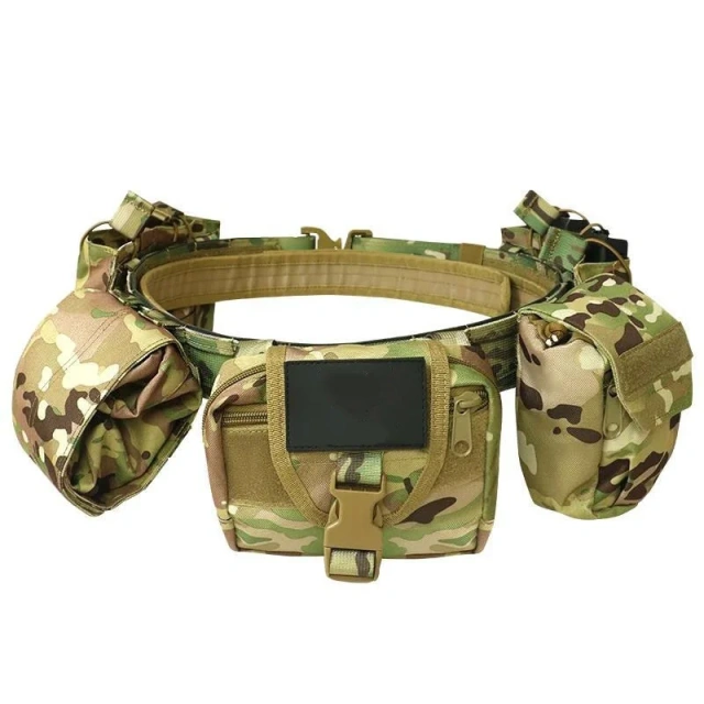 Detachable Tactical Training Waist Bag Hunting Mountaineering Tactical Duty Belts Utility Belt with Accessories Pouches  Multifunctional Wear-resistant Tactical Belt Men Nylon Webbing Belt with Heavy Duty Quick Release Buckle