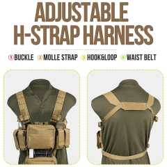 Tactical Equipment Chest Rig Adjustable Detachable Training Chest Rigs with Mag Pouch Camouflage Vest High Quality Tactical Gears Chest Rig Tactical Safety Vest Lightweight Elastic Camouflage Tactical Rig