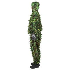 New Jungle Woodland Forest Ghillie Suit for Hunting Cosplay Zipper style Camouflage suit 3d Leafy Ghillie Suit Outdoor Ghillie Suit Hunting Suits Pants 3D Leaf Camo Camouflage Coveralls Youth Adult Training Lightweight Clothes