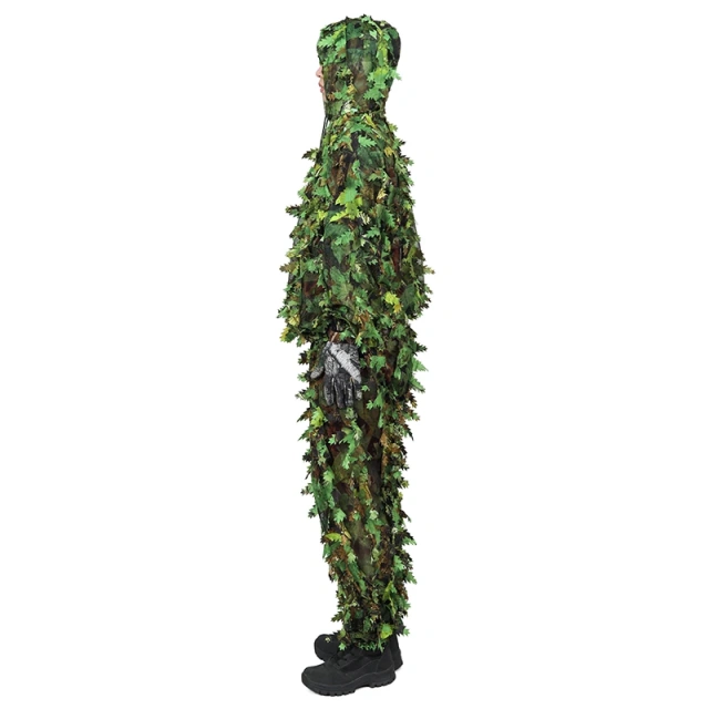 New Jungle Woodland Forest Ghillie Suit for Hunting Cosplay Zipper style Camouflage suit 3d Leafy Ghillie Suit Outdoor Ghillie Suit Hunting Suits Pants 3D Leaf Camo Camouflage Coveralls Youth Adult Training Lightweight Clothes