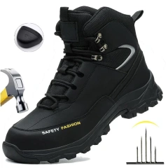 Construction Tactical Oxford Safety Shoes Waterproof Work Boots Anti-smash Shoe Puncture-Proof multifunctional Safety Shoes Durable Unisex Snow Oxford Boots Warm Push Mid-Calf Boots Waterproof Non-slip Fashionable Winter Boots Tactical Warm Shoes