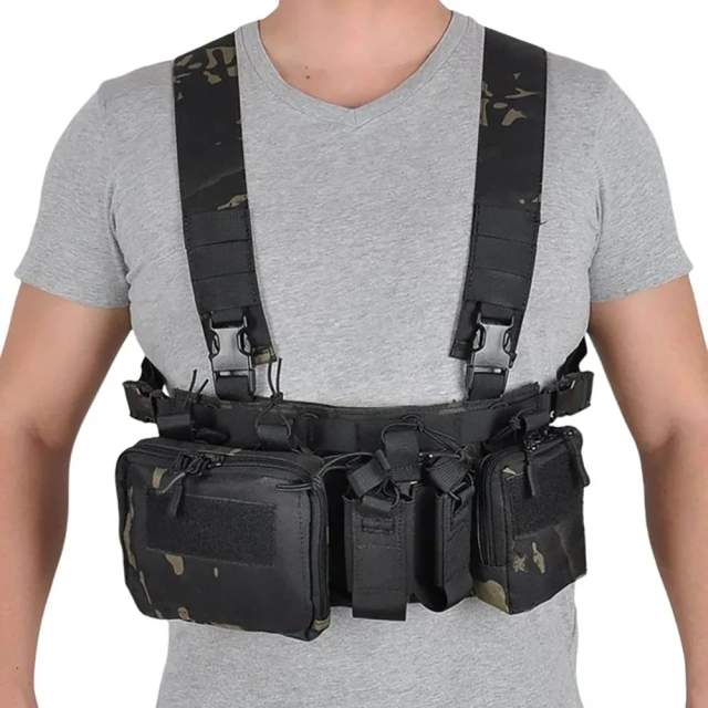 Wholesale Outdoor Tactical Chest Vest Rig Bag Heavy Duty Field Training Vest Multifunctional Camouflage Chest Rig Custom Field Equipment Tactical Vest Outdoor Camouflage Tactical Carry Rig with Pouch Lightweight Tactical Chest Rig