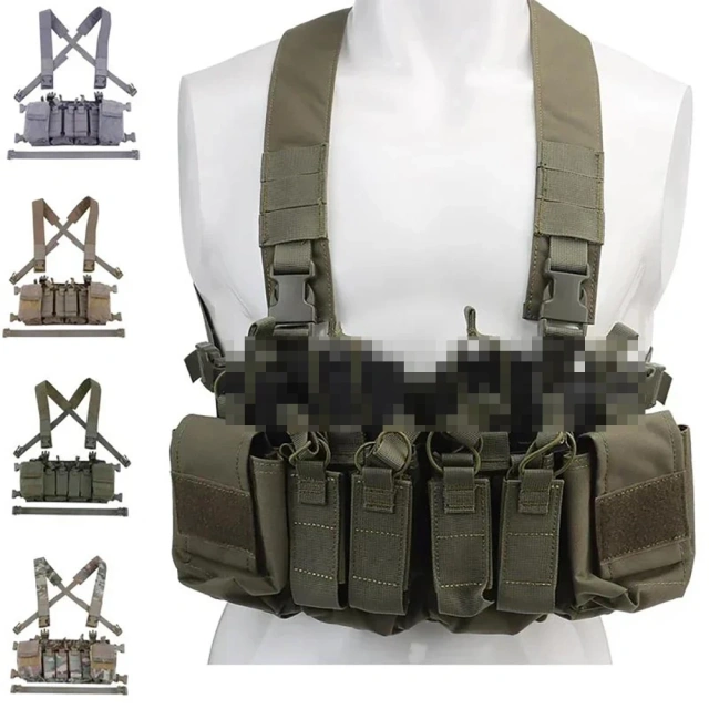 Customized Field Equipment Tactical Vest Detachable Tactical Chest Rig Good Quality Camouflage Tactical Vest Rig military Outdoor Chest Rig Tactical Vest for Training Camouflage  Hunting Molle Mag Pouches Tactical Chest Rig Bag