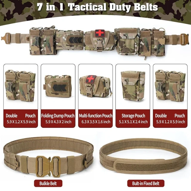 High Density Material Adjustable Outdoor Multifunctional Pockets Quick Release Tactical Heavy Duty Sport Enthusiasts Belt  Detachable Utility Belt Adjustable Comfortable Heavy Duty Tactical Belt for Daily Commuting Hunting Simulated Training