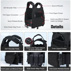 Customized Outdoors Durable Tactical Vest for Hunting Breathable Training Vest High Quality Hunting Wear-resistant Training Vest  Training Vest Breathable Security Adjustable Training durable outdoors security Training vest
