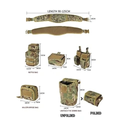 Tactical Waistband Hunting Waist Security Gadget Pouch Waist Bag with Pouches Multi Functional Carrying Equipment Belt  Hot Sell Wholesale Training Ratchet multifunctional Belt Men Nylon Web Tactical Belt with Automatic Slide Buckle