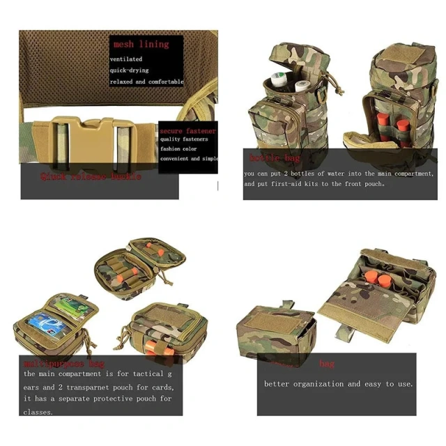 Tactical Waistband Hunting Waist Security Gadget Pouch Waist Bag with Pouches Multi Functional Carrying Equipment Belt  Hot Sell Wholesale Training Ratchet multifunctional Belt Men Nylon Web Tactical Belt with Automatic Slide Buckle