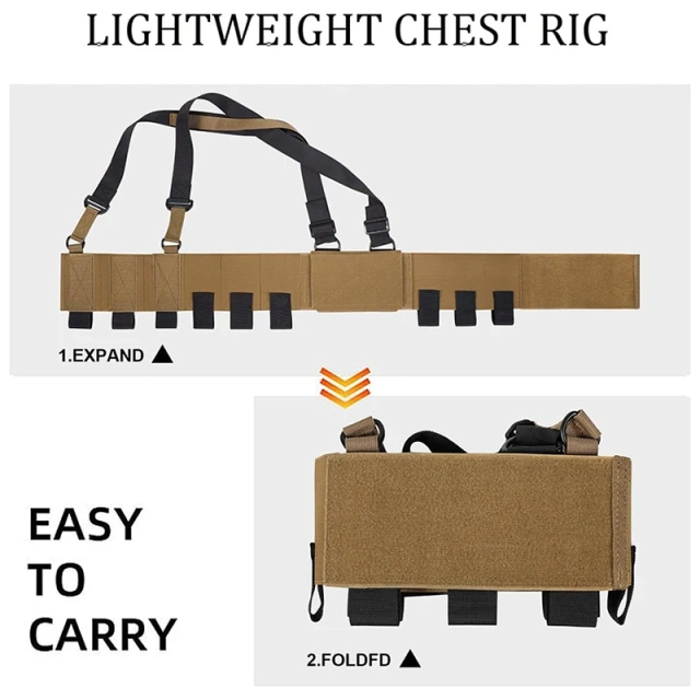 Hot Sale Detachable Adjustable Molle Tactical Chest Rig Vest Lightweight Tactical Chest Rig for Hunting Tactical Vest Heavy Duty Tactical Chest Rig Tactical MOLLE Chest Rig Vest with Straps Outdoor Tactical Chest Rig