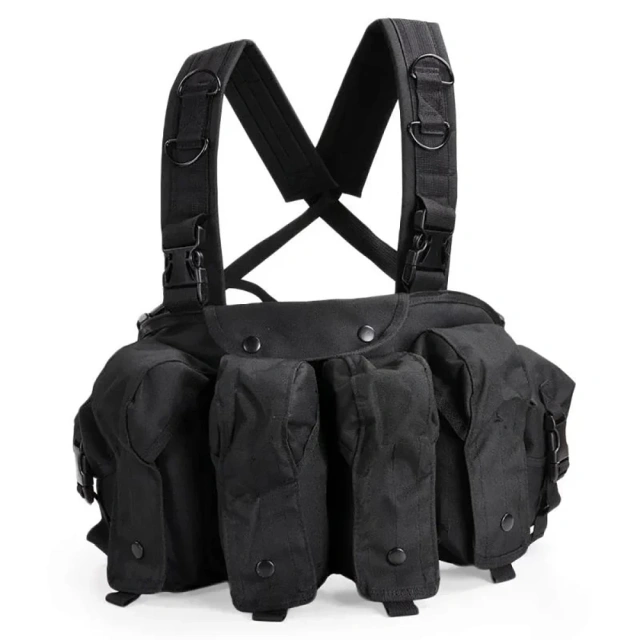 Tactical Equipment Chest Rig Vest Tactical Carrier Chest Rig with Magazine Pouch Outdoor Tactical Hunting Vest Multi-Purpose Tactical Chest Rig Light Weight Camouflage Tactical Chest Rig Men's Tactical Chest Rig with Molle Pouch Bags