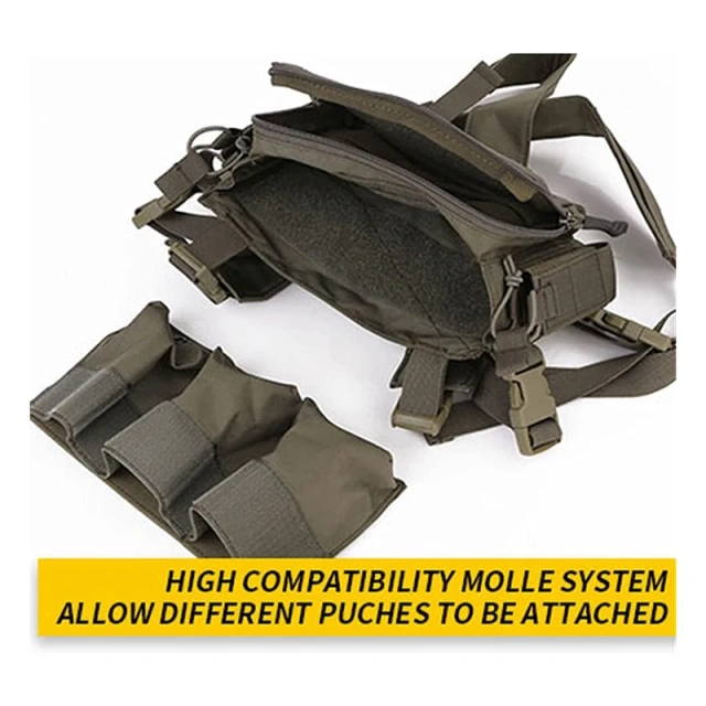 Good Quality Tactical Chest Rig Mini Style Tactical Vest with Chest Strap Unisex Tactical Micro Chest Vest Tactical Gear Chest Rig Adjustable Detachable Tactical Modular Vest with Mag Pouch Tactical Micro Chest Rigs