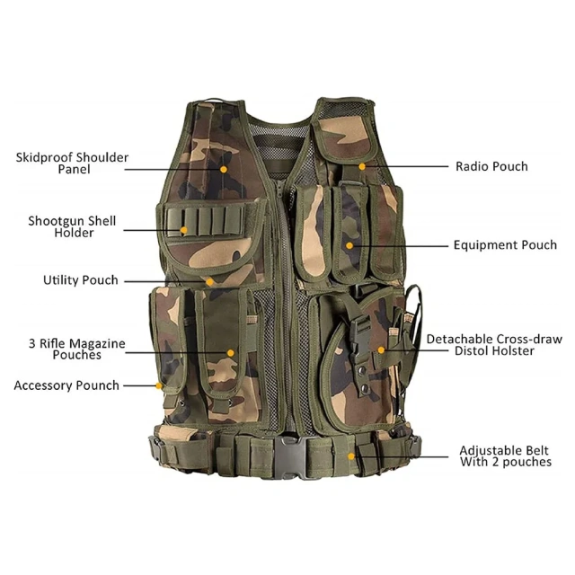 Hot Selling Adjustable Tactical Assault Vest 600D Encryption Polyester Lightweight Tactical Training Vest for OutdoorKids Training Vest Children's Adjustable Outdoor Vest Jacket durable outdoors Clothing Assault Vest