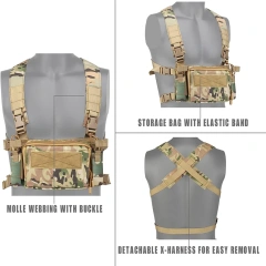 Customized Camouflage Tactical Vest Heavy Duty Tactical Chest Rig Camouflage Tactical Vest Chest Rig Factory Directly Supply Tactical Molle Harness Heavy Duty Chest Rig Tactical Harness Vest Training Mini Rig