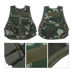 Outdoor Kids Children Tactical Waistcoat With Multi Pocket Children Assault Training Vest Camouflage Vest for Kidshigh-quality Adjustable Training Vest outdoors Breathable Paintball outdoors security Training vest
