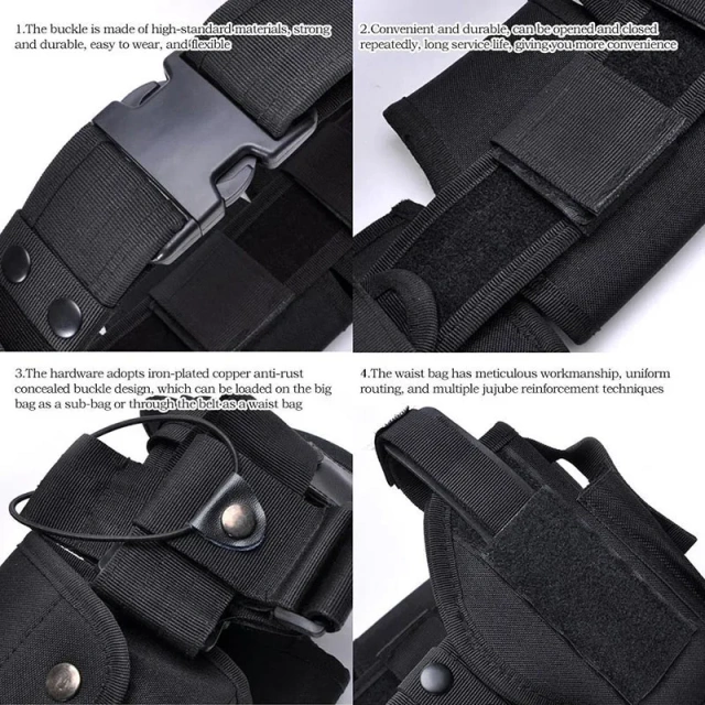 Detachable Tactical Belt Set Security Modular Equipment Multi-pockets Hip Pack for Hunting Multifunctional Tactical Nylon Belt  Durable Adjustable Training Wear-resistant Sports Reversible Ratchet Belt Nylon Web Tactical Work Belt