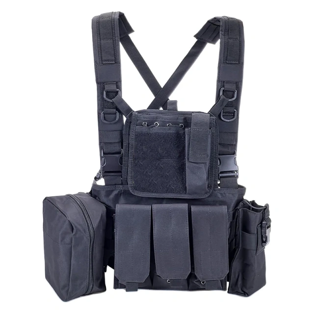 Tactical Equipment Gear Vest Outdoor Adjustable Chest Rig with Pouches Heavy Duty Tactical Rig Hunting Vest Customized Outdoor Tactical Vest Rig Pack Camouflage Tactical Chest Backpack Heavy Duty Tactical Rig for Chest