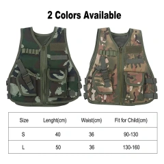 Outdoor Kids Children Tactical Waistcoat With Multi Pocket Children Assault Training Vest Camouflage Vest for Kidshigh-quality Adjustable Training Vest outdoors Breathable Paintball outdoors security Training vest