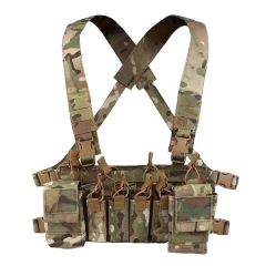 Lightweight Tactical Carry Chest Rig Multifunctional Tactical Chest Hanging Vest with Pouch Hunting Accessories Harness Tactical Rig Vest Heavy Duty Camo Tactical Rig Multipurpose Tactical Chest Rig