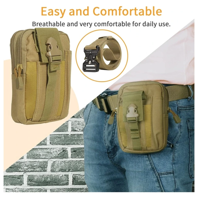 Molle Pouch Belts with Heavy Duty Quick Release Metal Buckle Security Molle Waist Bag Waist Work Tactical Belt  Camping and Everyday Use Tactical Security Duty Belts Multifunctional Flashlight Pouch Sets Utility Kit Belt Duty Belts