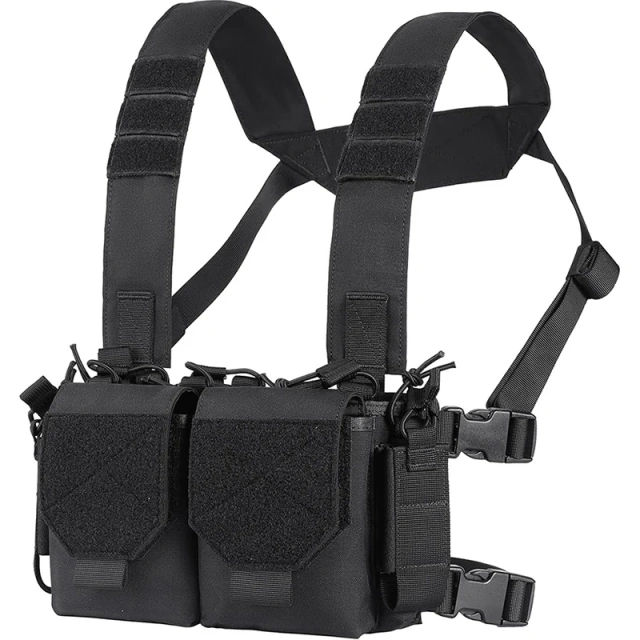 Custom Camouflage Equipment Tactical Vest Chest Rig Adjustable Detachable Training Molle Chest Rigs Tactical Chest Mini Rig Multifunctional Adjustable Tactical Vest with Mag Pouches Outdoor Tactical Chest Vest