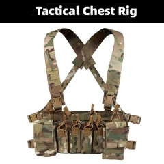Lightweight Tactical Carry Chest Rig Multifunctional Tactical Chest Hanging Vest with Pouch Hunting Accessories Harness Tactical Rig Vest Heavy Duty Camo Tactical Rig Multipurpose Tactical Chest Rig