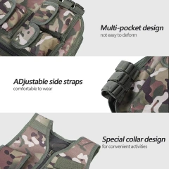 High Quality Durable Training Vest for Children Adjustable Camouflage Assault Training Vest Outdoors Games Tactical Vest Training Cross Draw Vest Wear-resistant Lightweight stab-proof Sports Training vest