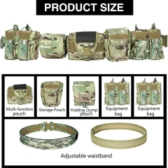 Heavy Duty High Density Durable Hunting Material Tactical Belt with Pouches Duty Belts Outdoor Work Wear-resistant Belts  Durable Waterproof Men Tactical Belt Breathable Slide Buckle Canvas Web Belt Adjustable Outdoor Casual Nylon Belts