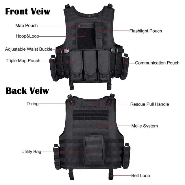 Hot Selling Outdoors Breathable Training Vest Adjustable Tactical Hunting Vest Lightweight Hunting Training Vest Wear-resistant lightweight stab-proof Training outdoors Breathable Paintball Vest