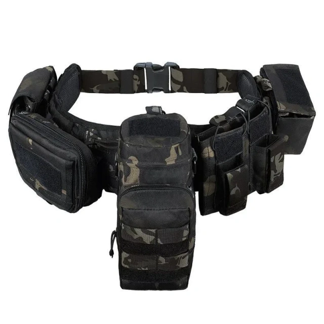 Multi-functional Camouflage Tactical Waist Pack Outdoor Hunting Belt Multi-functional Pocket Carrying Gear Tactic Waist Belt  Wear-resistant Breathable Reversible Ratchet Belts Men Tactical Men Nylon Web Outside Tail Golf Belt