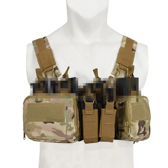 Customized Hunting Apparel Nylon Tactical Chest Rig Vest with Magazine Pouch Molle System Tactical Chest Rig Tactical Equipment Chest Rig Vest Tactical Carrier Chest Rig with Magazine Pouch Outdoor Tactical Hunting Vest