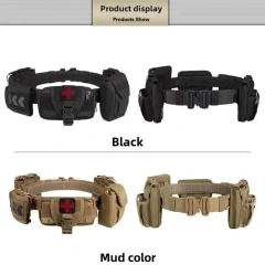 Outdoor Wear-resistant Nylon Detachable Adjustable Multi-Function Set Nylon Waist Seal for Men and Women Tactical Belt  Lightweight Mountaineering practical Duty Web Belt Adjustable Strap Duty Belt Rig Security Modular Duty Belts with Pouches