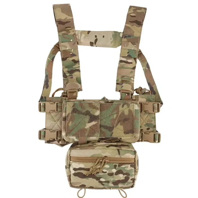 Best Selling Tactical Micro Gear Chest Rig Bags with Mag Pouch Tactical Camouflage Chest Rig Hanging Tactical Chest Rig Wholesale Tactical Molle Chest Rig Heavy Duty Tactical Vest Rig Camouflage Tactical Chest Rig Training Vest for Outdoor