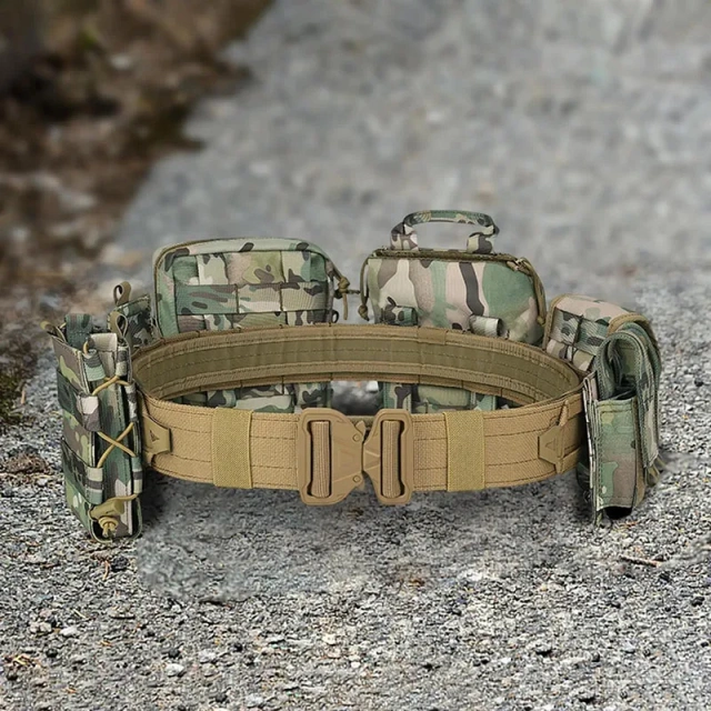 Lightweight Outdoor Fanny Pack Adults Quick Release Waist Bag for Hunting Travel Gaming High Density Material Tactical Belt  Adjustable Sports Training Men Nylon Web Tactical Belt with Automatic Slide Buckle Sports Ratchet Belt