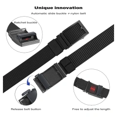 Wear-resistant Adjustable Training Ratchet Belt Durable Men Nylon Web Tactical Belt with Automatic Slide Buckle  Lightweight sport enthusiasts Tactical Pouch Sets Multifunctional Utility Kit Belt  Adjustable Duty Belt Security Duty Belts