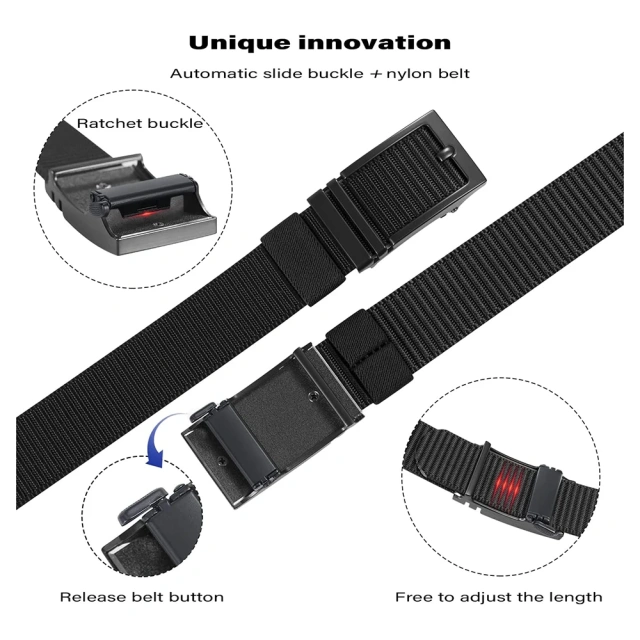Wear-resistant Adjustable Training Ratchet Belt Durable Men Nylon Web Tactical Belt with Automatic Slide Buckle  Lightweight sport enthusiasts Tactical Pouch Sets Multifunctional Utility Kit Belt  Adjustable Duty Belt Security Duty Belts