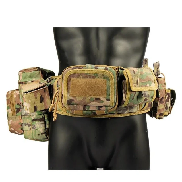 Tactical Waist Belt Camouflage Multifunctional Five-piece Set Girdle Security Combination Belt Accessories Pack Pocket Bag  Adjustable Men's Wear-resistant waterproof Durable Casual Rugged Belts Training Wear-resistant Tactical Belts