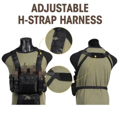 Camo Tactical Chest Rig Adjustable Detachable Tactical Molle Chest Rigs with Mag Pouch Tactical Hunting Vest Wholesale Tactical Vest for Training Hunting Good Quality Tactical Vest with Multi-Pockets Tactical Chest Vest Rig